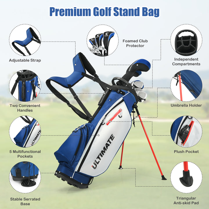 Costway Complete Men Golf Clubs Set Starters w/Stand Bag 10 Pieces Alloy/Graphite Drive, Right Hand