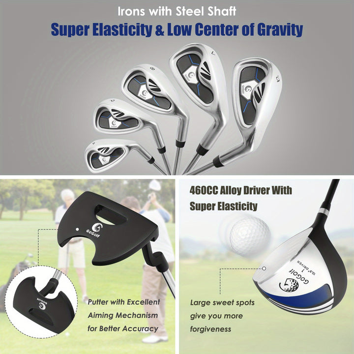 Costway Complete Men Golf Clubs Set Starters w/Stand Bag 10 Pieces Alloy/Graphite Drive, Right Hand