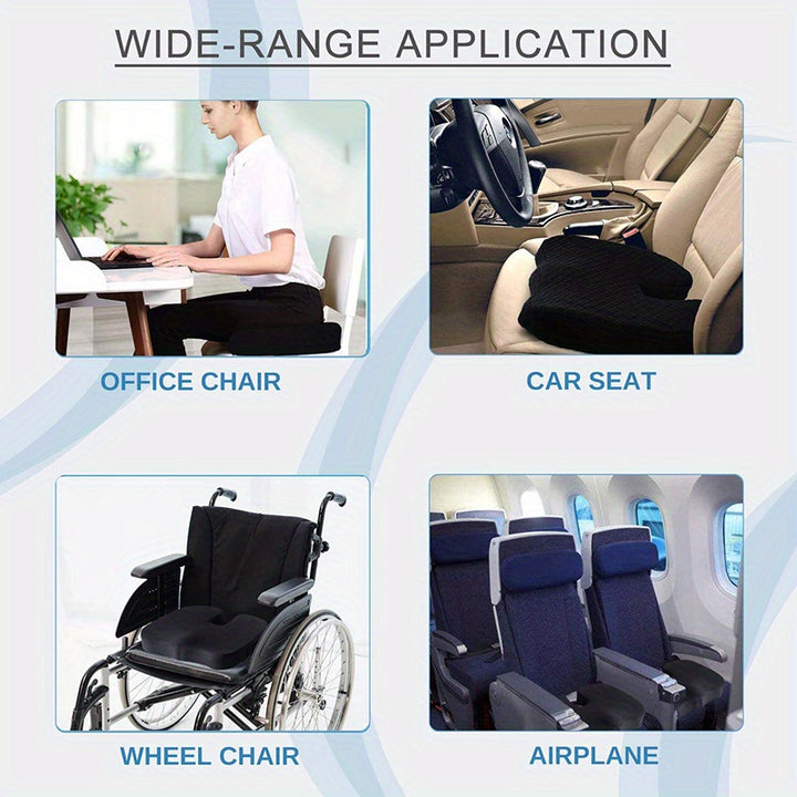 Orthopaedic Memory Foam Seat Cushion Support Back Pain Chair Pillow Car Coccyx