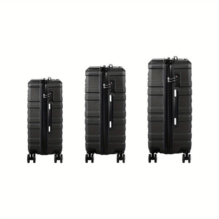 Mazam 3PCS Luggage Suitcase Trolley Set Travel TSA Lock Storage Hard Case Black