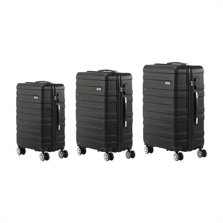 Mazam 3PCS Luggage Suitcase Trolley Set Travel TSA Lock Storage Hard Case Black