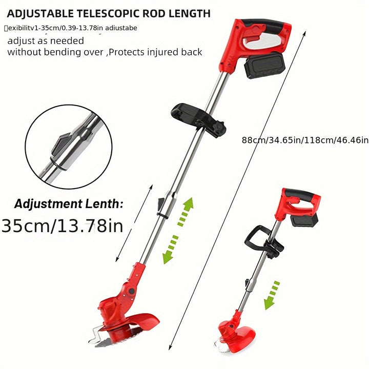 Cordless Grass Trimmer Lawn Grass Brush Cutter Blade Whipper Snipper & 2 Battery