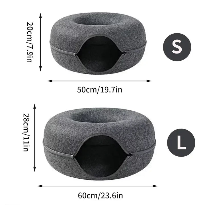 Donut Tunnel Bed For Cats Scratch-Resistant Cat Cave Bed Detachable Donut Tunnels Cat Donut Tunnel Bed Cat Tunnel Toy Cat Caves