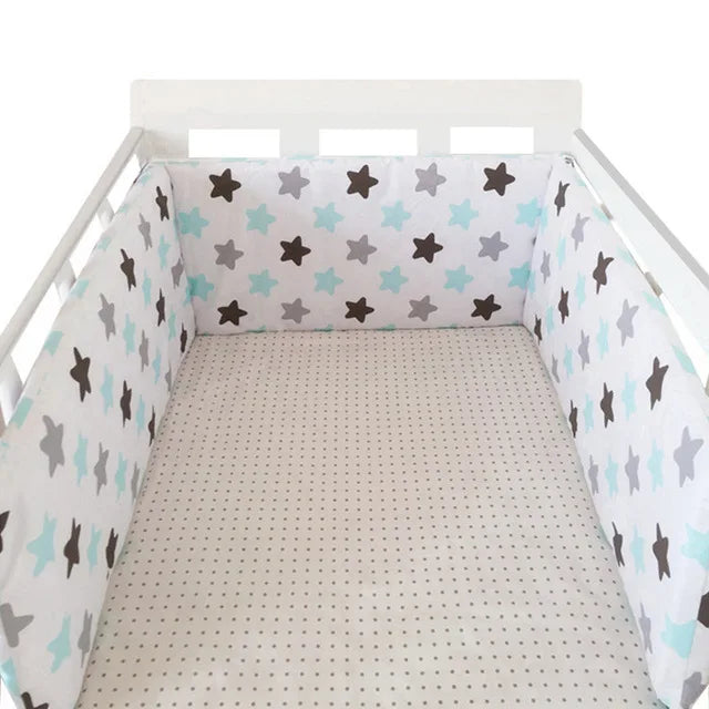 Nordic Stars Baby Bed Thicken Bumpers Zipper Design One-piece Crib Around Cushion Cot Protector Pillows 200*30 CM