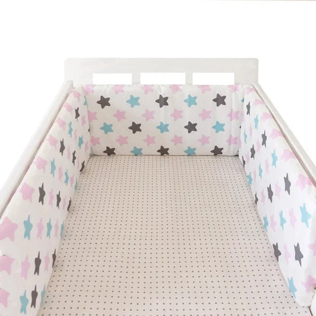 Nordic Stars Baby Bed Thicken Bumpers Zipper Design One-piece Crib Around Cushion Cot Protector Pillows 200*30 CM