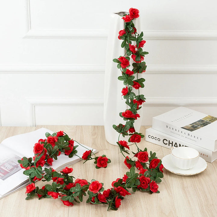 250CM Artificial Rose Flowers for Wedding Home Room Decoration Spring Autumn Garden Arch Christmas Rattan DIY Fake Plants Vine