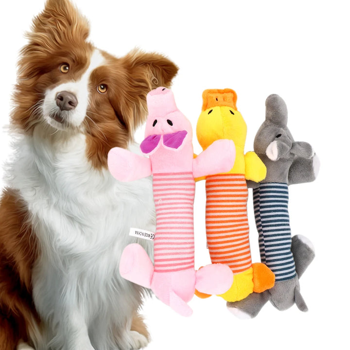 Dog Cat Fleece Toys Elephant Duck Pig  Chicken Legs  Pet Funny Plush Toys Fit for All Pets Popular Squeak Chew Sound Dolls