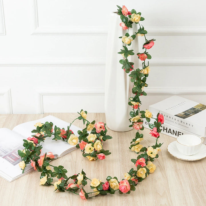 250CM Artificial Rose Flowers for Wedding Home Room Decoration Spring Autumn Garden Arch Christmas Rattan DIY Fake Plants Vine