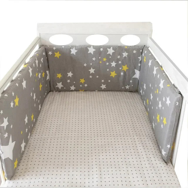 Nordic Stars Baby Bed Thicken Bumpers Zipper Design One-piece Crib Around Cushion Cot Protector Pillows 200*30 CM