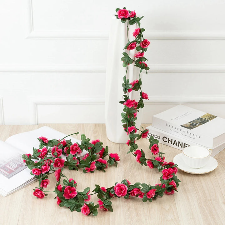 250CM Artificial Rose Flowers for Wedding Home Room Decoration Spring Autumn Garden Arch Christmas Rattan DIY Fake Plants Vine