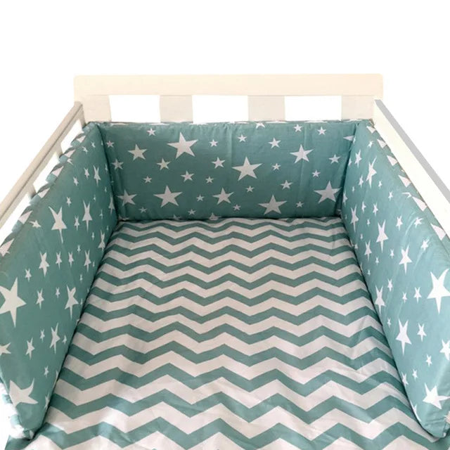 Nordic Stars Baby Bed Thicken Bumpers Zipper Design One-piece Crib Around Cushion Cot Protector Pillows 200*30 CM