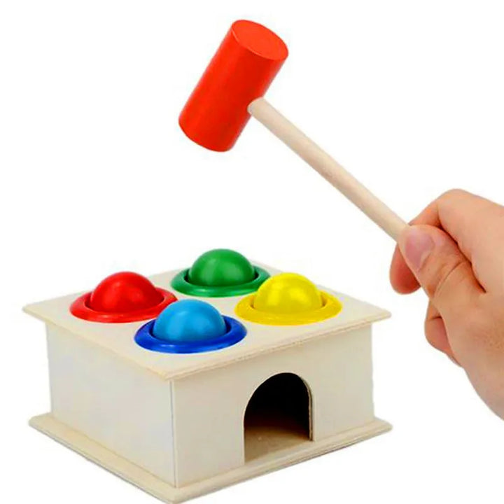 Montessori Baby Toy Kids 3D Wooden Ball Hammer Puzzles Early Learning Baby Games Toy Educational Children Birthday New Year Gift