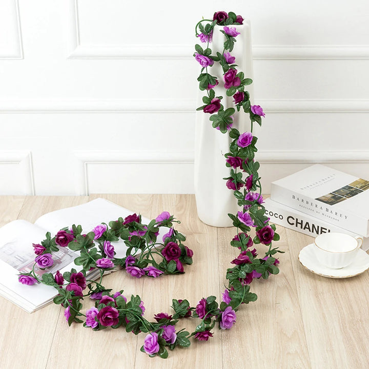 250CM Artificial Rose Flowers for Wedding Home Room Decoration Spring Autumn Garden Arch Christmas Rattan DIY Fake Plants Vine