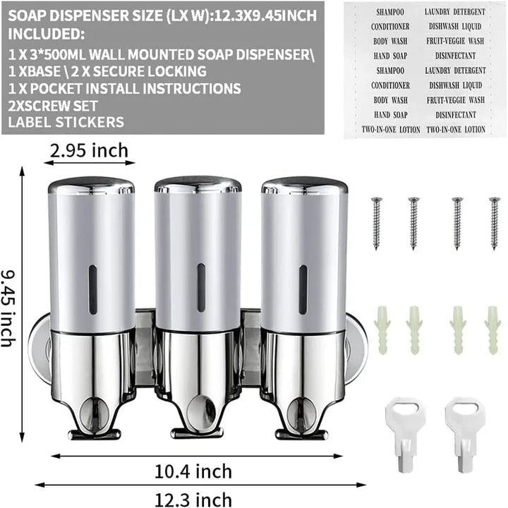 Manual Liquid Soap Dispensers double/triple 500ml Wall Mounted Shampoo Container soap and gel dispenser Bathroom Accessories