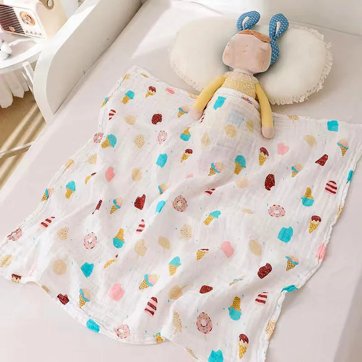 70x70cm Baby Blanket Ultra Soft Organic Cotton Newborn Swaddle Wrap Dual Layers Infant Feeding Burp Cloth Towel Scarf Baby Stuff