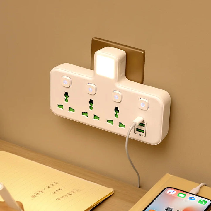 EU UK AU US Plug AC Outlet Power Strip Multiprise Wall Socket Universal Network Filter USB Cherger Separate Switch light Adapter