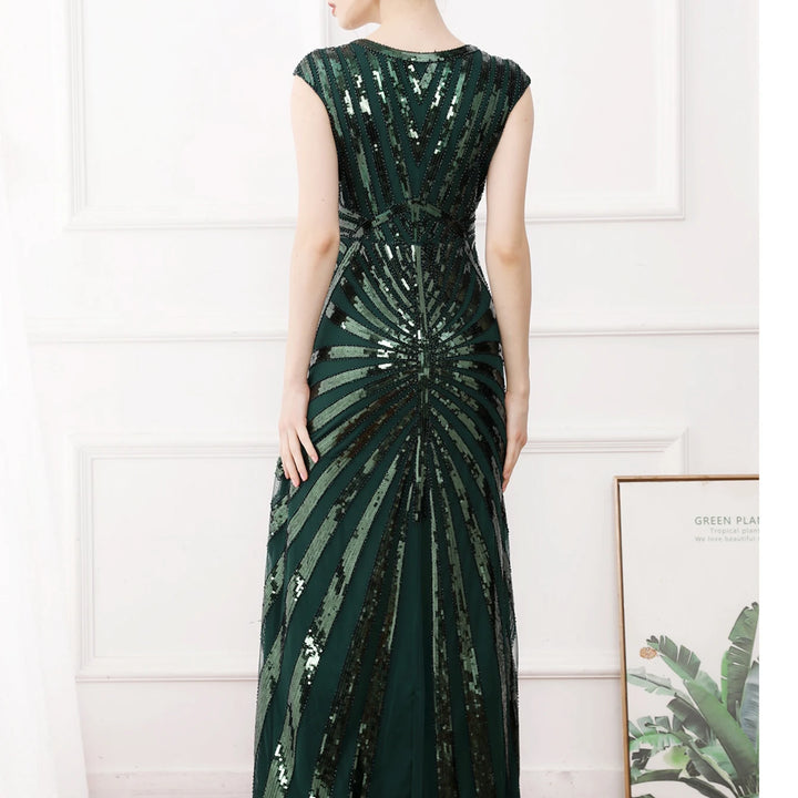 Elegant Vintage Sequin Maxi Dress: Wedding & Party Wear