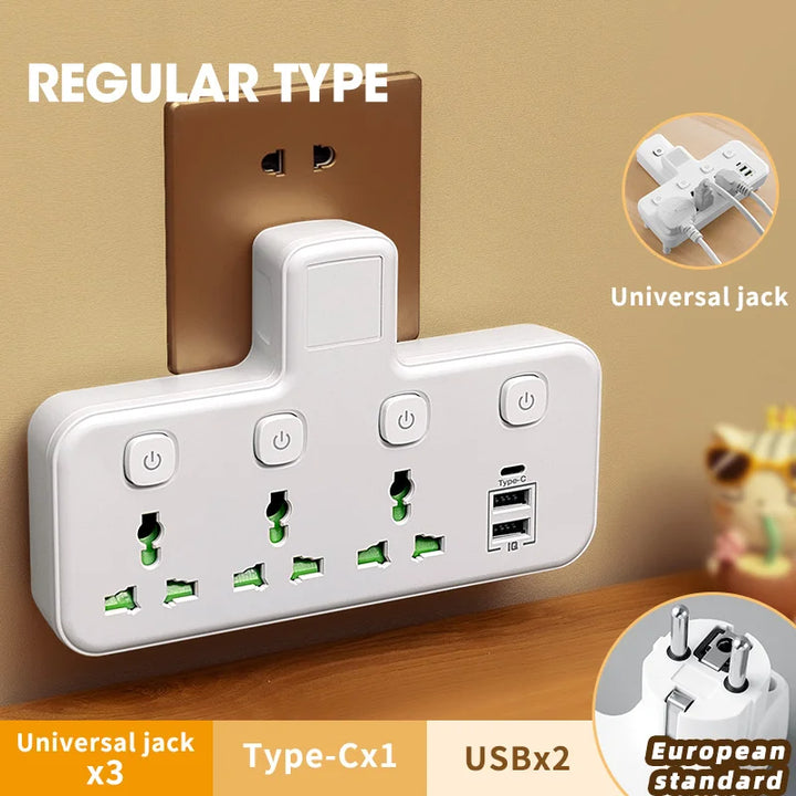 EU UK AU US Plug AC Outlet Power Strip Multiprise Wall Socket Universal Network Filter USB Cherger Separate Switch light Adapter