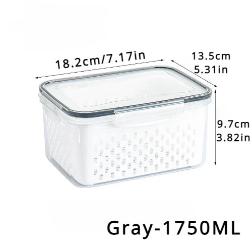 Refrigerator Preservation Storage Box Drain Basket Storage Containers Sealed Box Vegetable and Fruit Food Grade Drain Box