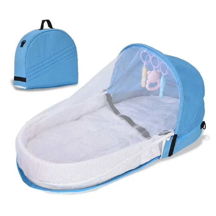 Baby Bed Folding Portable Baby Crib with Net and Awning Baby Nest Portable Baby Bed for Camping Infant Bed Bassinet for Baby