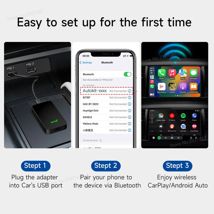 CarlinKit 5.0 & 4.0 Wireless CarPlay Mini Adapter Android Auto Dongle Smart Car Play Box for iOS & Android BT Wifi Auto Connect