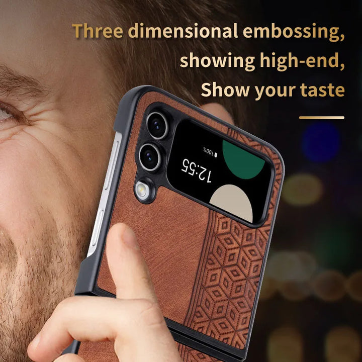 Luxury Retro Leather Business Elite Phone Case For Samsung Galaxy Z Flip 3 4 Cases Shockproof Bumper Full Protection Cover