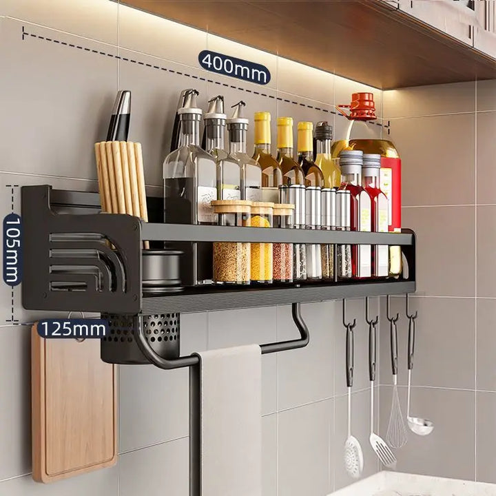 Kitchen Organizer Shelf Wall-mounted Spice Storage Rack Kitchen Knife Holder Wall Seasoning Chopstick Spoon Shovel Storage