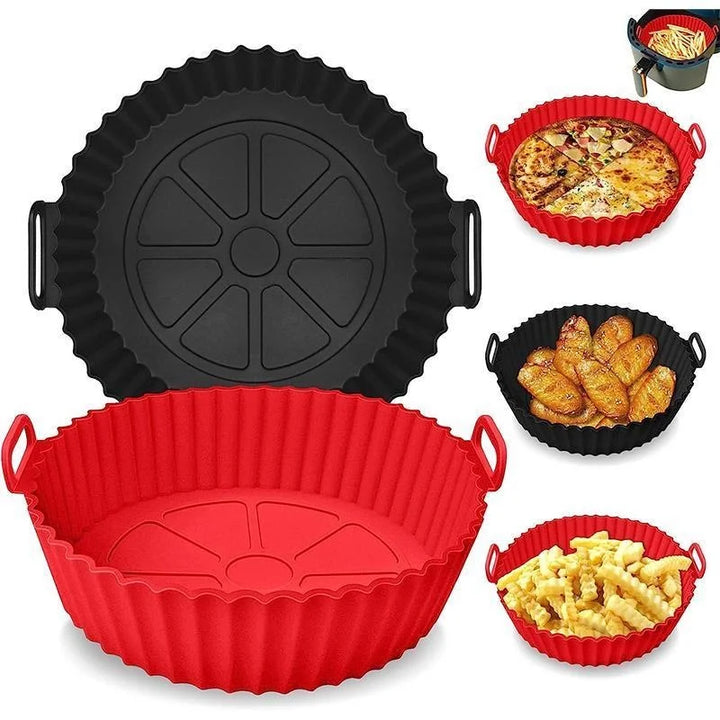 Air Fryer Silicone Liners Air Fryer Silicone Pot Reusable Silicone Air Fryer Liners Food Safe Non Stick Air Fryer Basket Accesso