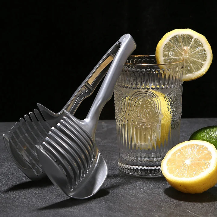 Stainless Steel Kitchen Handheld Orange Lemon Slicer Tomato Cutting Clip Fruit Slicer Onion Slicer KitchenItem Cutter Accessorie