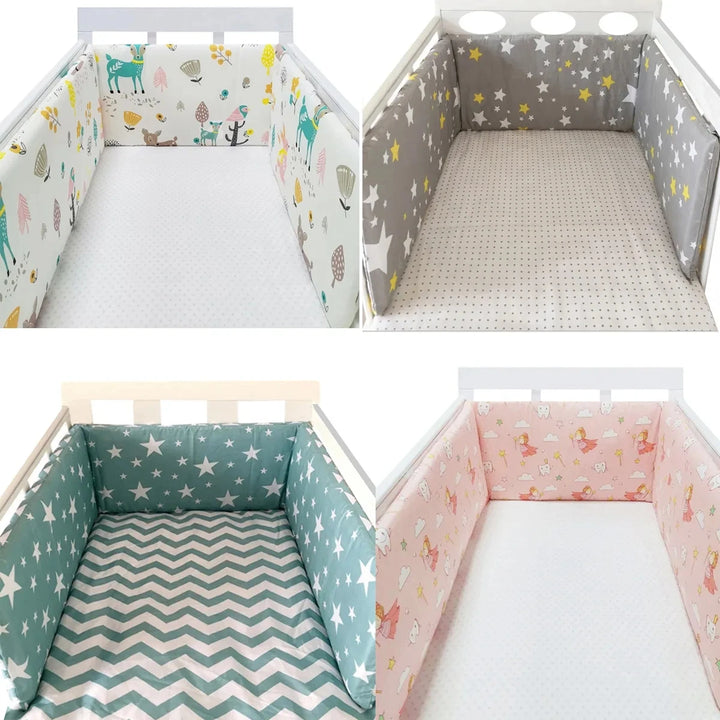 Nordic Stars Baby Bed Thicken Bumpers Zipper Design One-piece Crib Around Cushion Cot Protector Pillows 200*30 CM