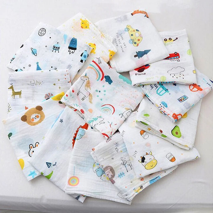 70x70cm Baby Blanket Ultra Soft Organic Cotton Newborn Swaddle Wrap Dual Layers Infant Feeding Burp Cloth Towel Scarf Baby Stuff