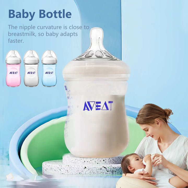 150ml/250ml infant feeding bottle, safe PP material feeding bottle, imitation breast milk design food grade silicone nipple