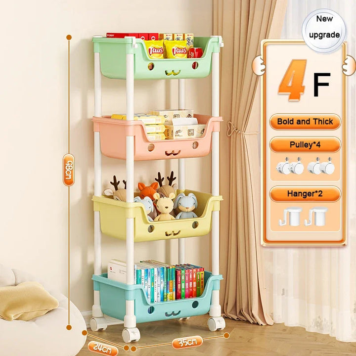 Toy Storage Trolley Bookshelf Snack Rack For Children Storage Organizer Bathroom Accessories Closet Organizer Kitchen Storage