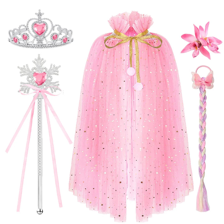 Aurora Pink Princess Dress Girl Sleeping Beauty Cosplay Costume Summer Floral Rose Print Sling Frocks 2-10 Yrs Kids Elegant Gown