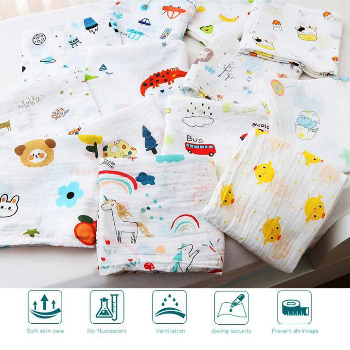 70x70cm Baby Blanket Ultra Soft Organic Cotton Newborn Swaddle Wrap Dual Layers Infant Feeding Burp Cloth Towel Scarf Baby Stuff