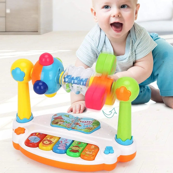 Baby Piano Toys Kids Rotating Music Piano Keyboard with Light Sound, Musical Toys for Toddlers,Early Educational Music Toy Gifts