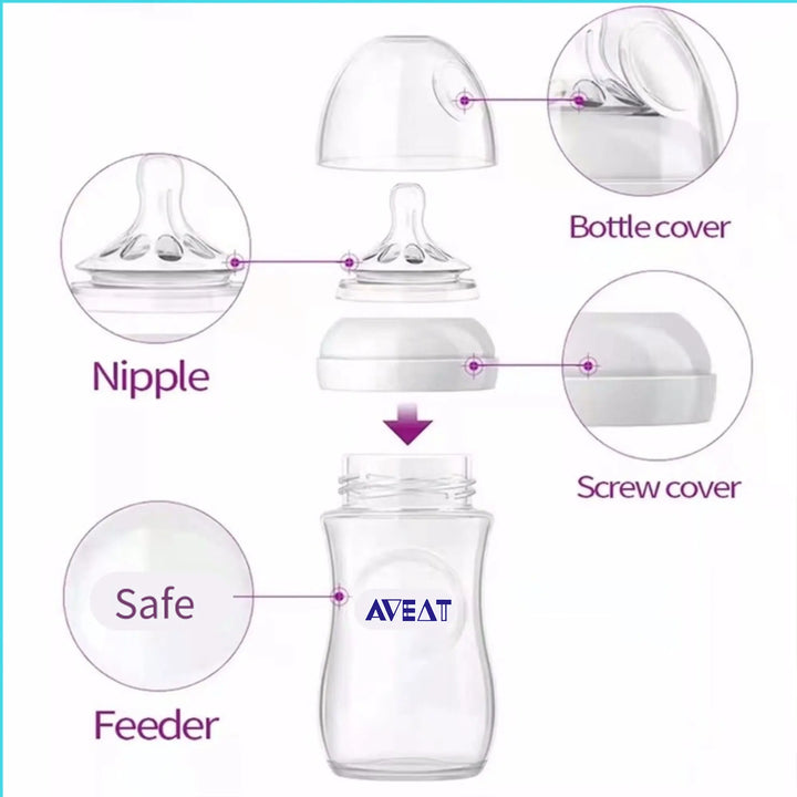 150ml/250ml infant feeding bottle, safe PP material feeding bottle, imitation breast milk design food grade silicone nipple