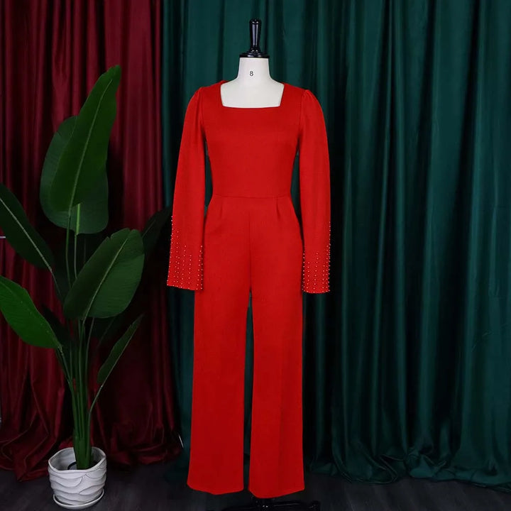 Square Neck Luxury Jumpsuit: Elegant Women's Party Wear