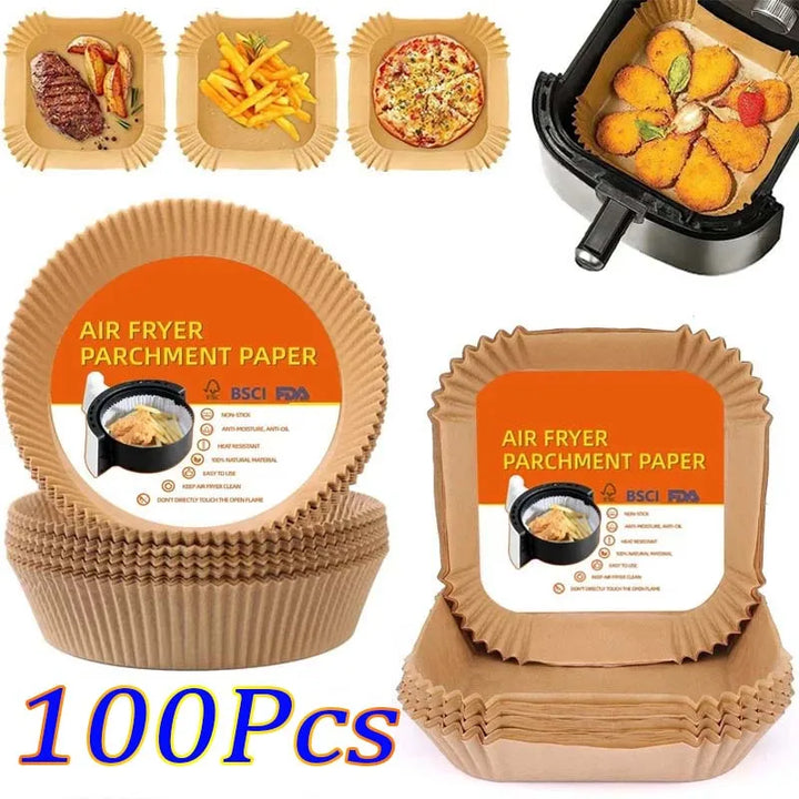 Disposable Air Fryer Paper Non-Stick Kitchen Baking Airfryer Mat Oilproof Micro-wave Barbecue Pad Baking Paper Liner Accessories