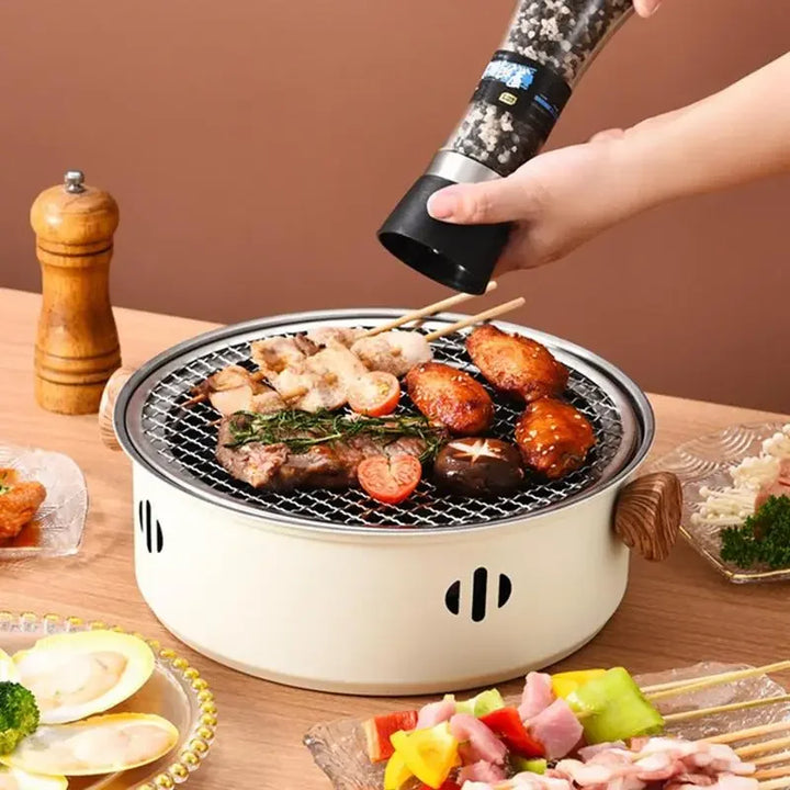 Portable Barbecue Grill Korean Charcoal Stove Stainless Steel Split BBQ Stove Round Non-stick Barbecue Rack For Outdoor Camping