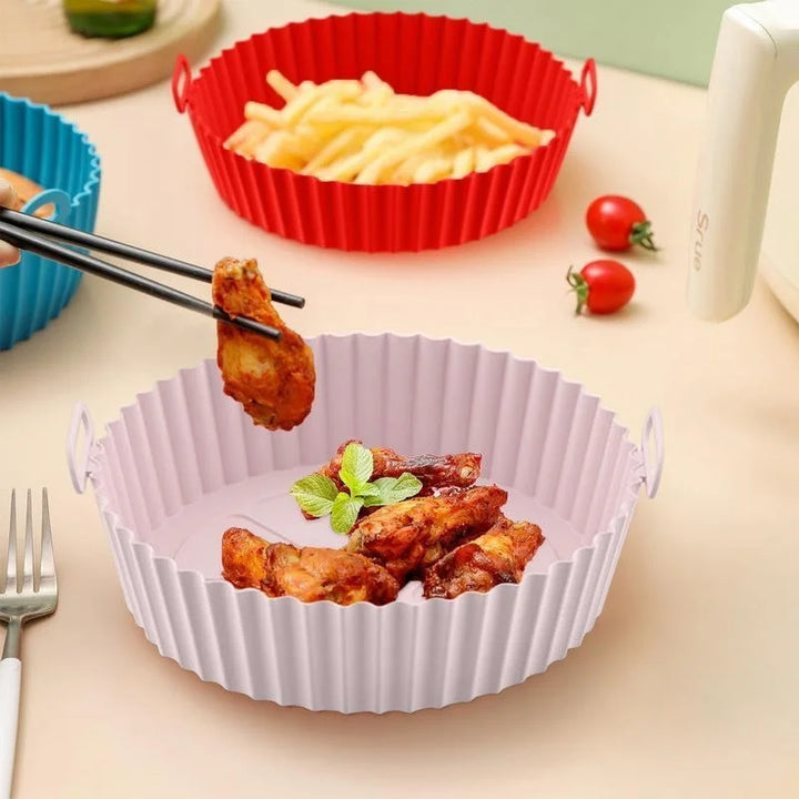 Air Fryer Silicone Liners Air Fryer Silicone Pot Reusable Silicone Air Fryer Liners Food Safe Non Stick Air Fryer Basket Accesso