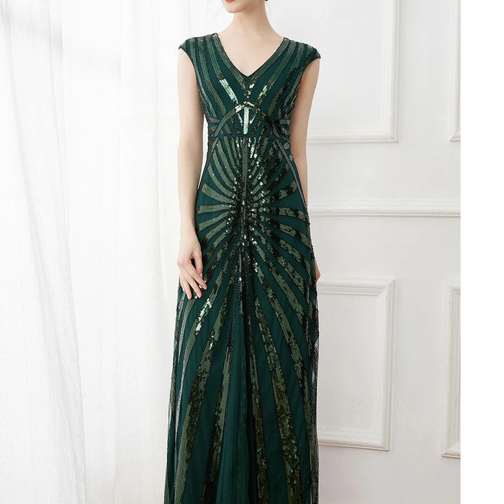 Elegant Vintage Sequin Maxi Dress: Wedding & Party Wear