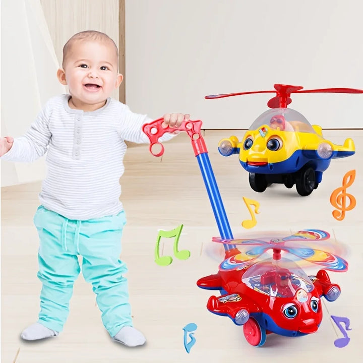 Baby Walker Toy Hand Push Toddler Toy Plane Car Toy Push Along Walking Toy for Kids Children Boys Girls