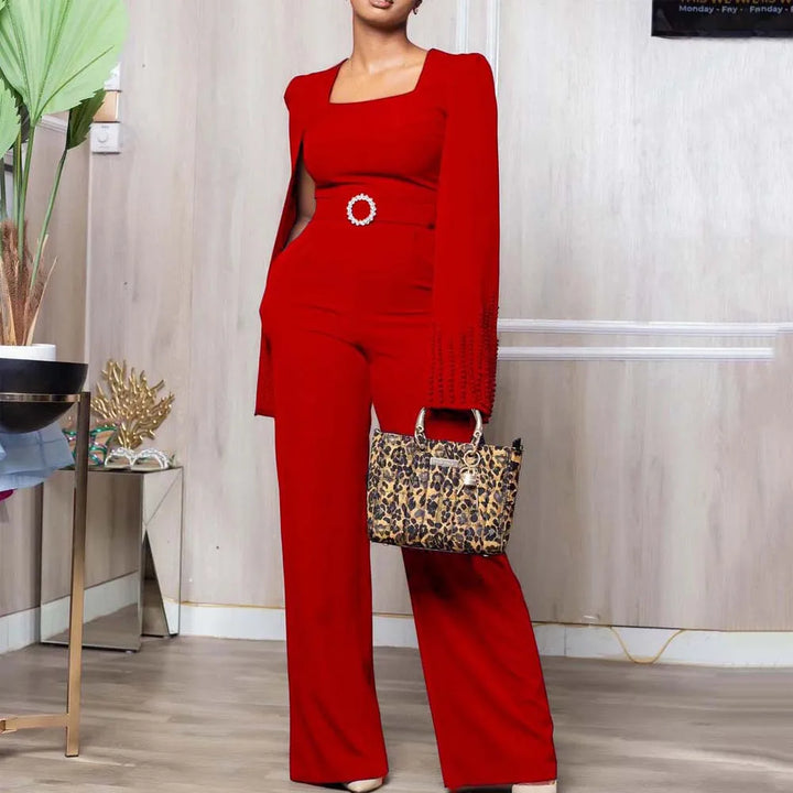 Square Neck Luxury Jumpsuit: Elegant Women's Party Wear