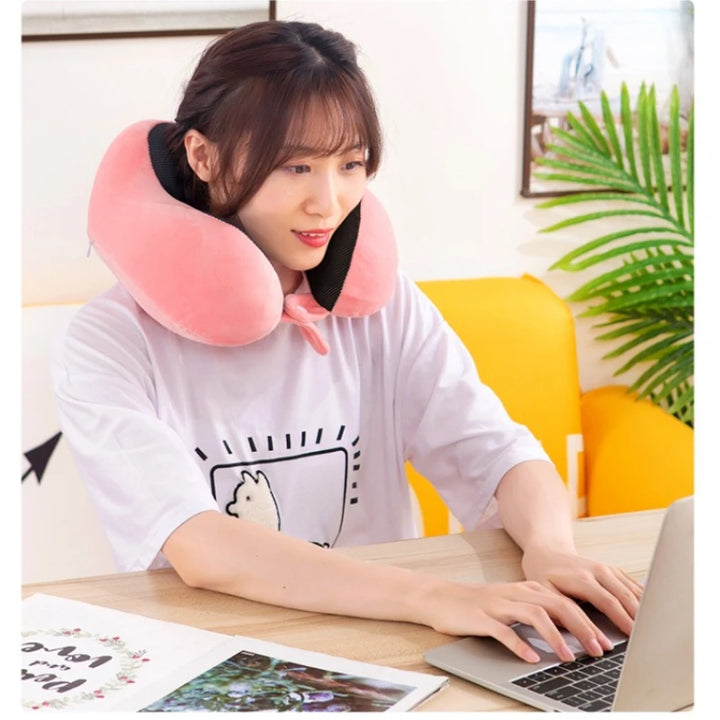 U Shaped Memory Foam Neck Pillows Soft Travel Pillow Massage Neck Pillow Sleeping Airplane Pillow Cervical Healthcare Bedding