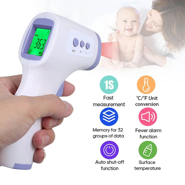 Digital Forehead Thermometer Non-Touch for Children, Baby, Parents: Fast, Accurate Readings, Fever Detection