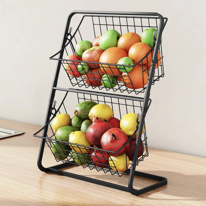 Iron Storage Shelf Rack for Kitchen Seasoning Organizer Fruits Holder Double Layer Assembly Bathroom Cosmetic Storage Basket