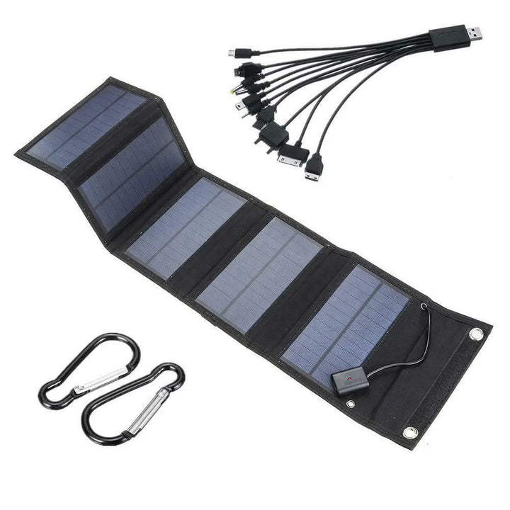 70W Foldable Solar Panel 5V USB Portable Battery Charger for Cell Phone Outdoor Waterproof Power Bank for Camping Accessories