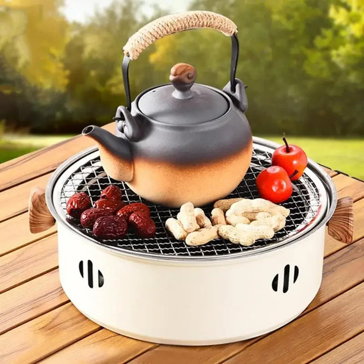 Portable Barbecue Grill Korean Charcoal Stove Stainless Steel Split BBQ Stove Round Non-stick Barbecue Rack For Outdoor Camping