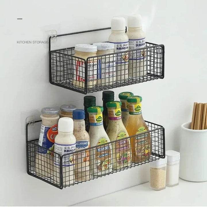 Bathroom Organiser Multifunctional Toiletries Organiser No-Punch Bathroom Shelf Bathroom Kitchen Wall Mount Storage Rack